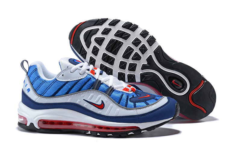 Supreme x NikeLab Air Max 98 White Blue Red Shoes - Click Image to Close